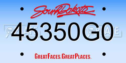 45350G0 South Dakota License Plate