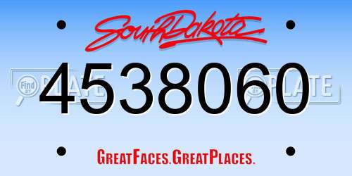 4538060 South Dakota License Plate