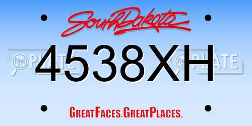 4538XH South Dakota License Plate