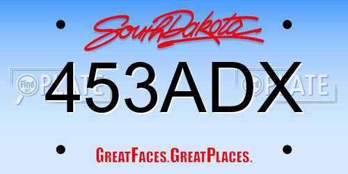 453ADX South Dakota License Plate