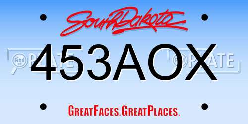 453AOX South Dakota License Plate