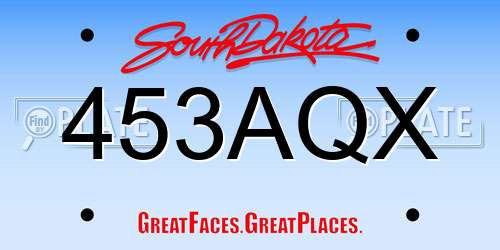 453AQX South Dakota License Plate