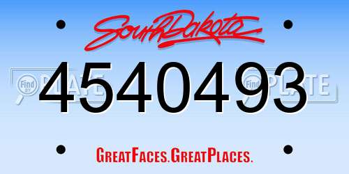 4540493 South Dakota License Plate