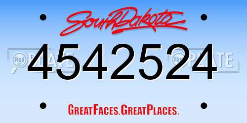 4542524 South Dakota License Plate
