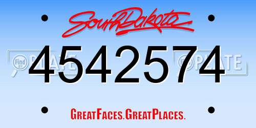 4542574 South Dakota License Plate