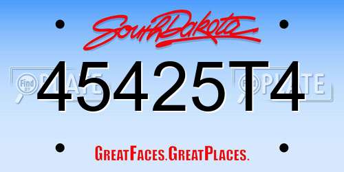 45425T4 South Dakota License Plate