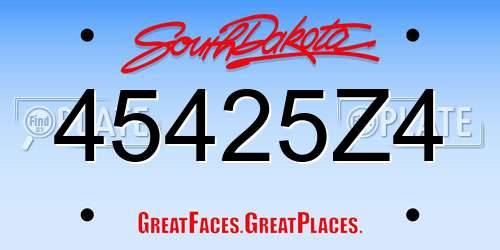45425Z4 South Dakota License Plate