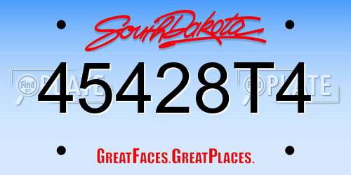 45428T4 South Dakota License Plate