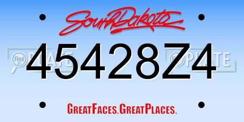 45428Z4 South Dakota License Plate
