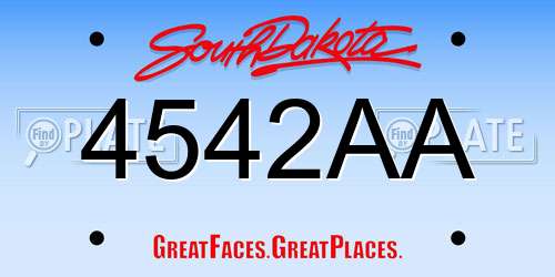 4542AA South Dakota License Plate