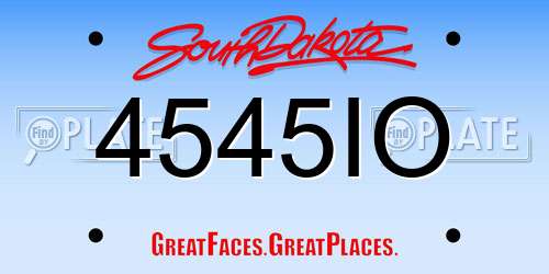 4545IO South Dakota License Plate