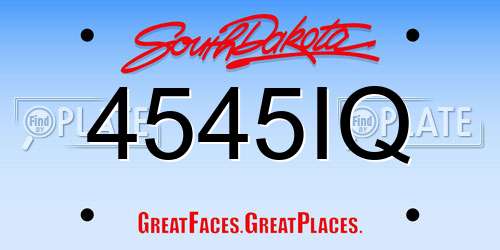 4545IQ South Dakota License Plate