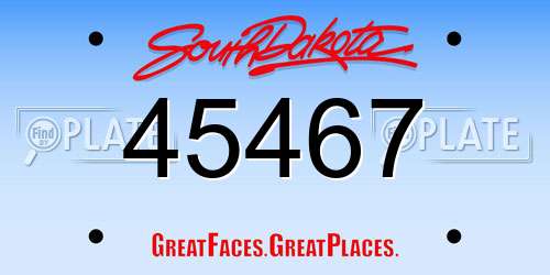 45467 South Dakota License Plate