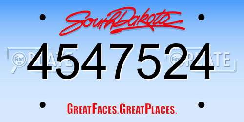 4547524 South Dakota License Plate