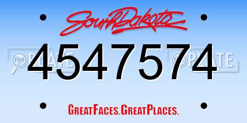 4547574 South Dakota License Plate