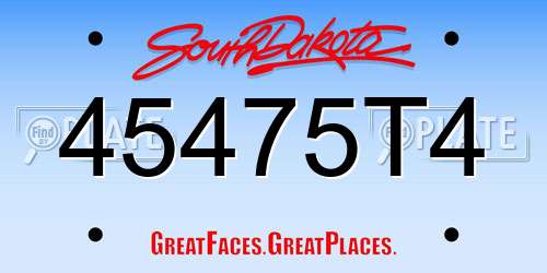 45475T4 South Dakota License Plate