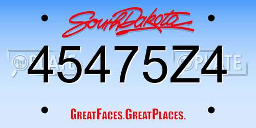 45475Z4 South Dakota License Plate