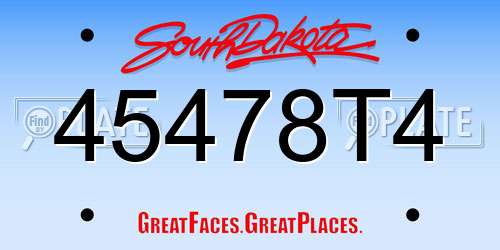 45478T4 South Dakota License Plate