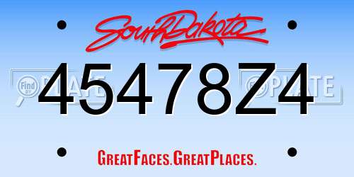 45478Z4 South Dakota License Plate