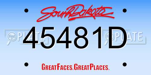 45481D South Dakota License Plate