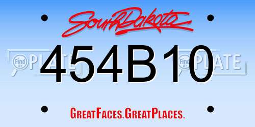 454B10 South Dakota License Plate