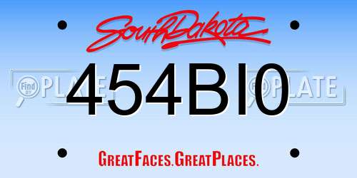 454BI0 South Dakota License Plate
