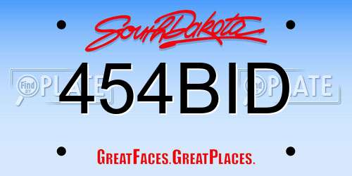 454BID South Dakota License Plate