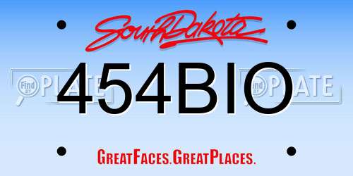 454BIO South Dakota License Plate