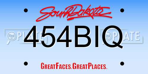454BIQ South Dakota License Plate