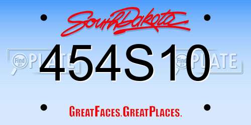 454S10 South Dakota License Plate