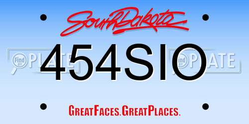 454SIO South Dakota License Plate