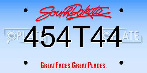 454T44 South Dakota License Plate