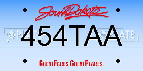 454TAA South Dakota License Plate