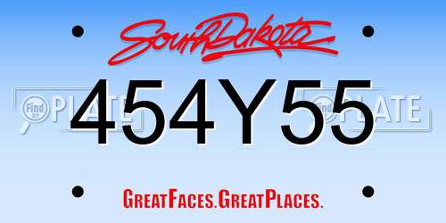 454Y55 South Dakota License Plate