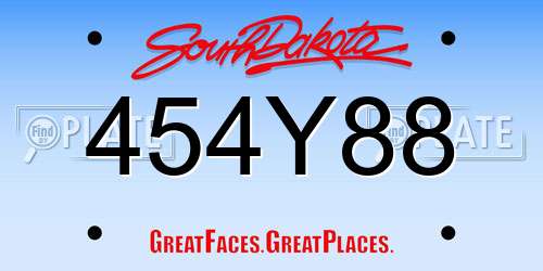 454Y88 South Dakota License Plate