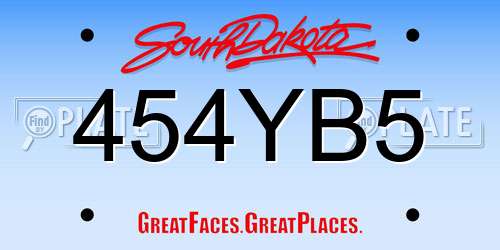 454YB5 South Dakota License Plate