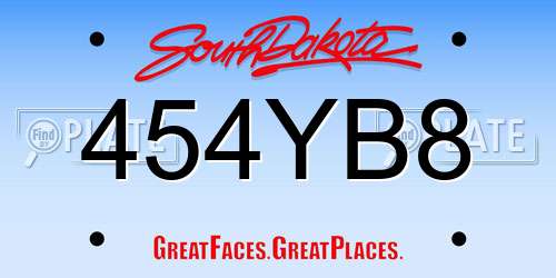 454YB8 South Dakota License Plate