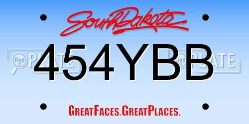 454YBB South Dakota License Plate