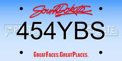 454YBS South Dakota License Plate