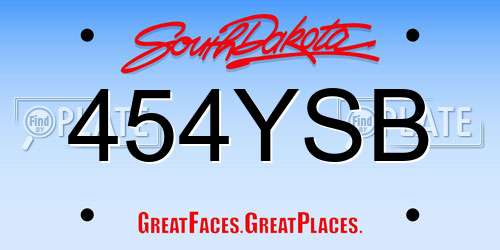 454YSB South Dakota License Plate