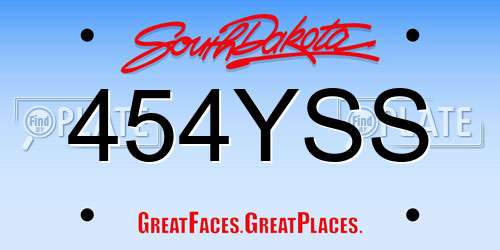 454YSS South Dakota License Plate