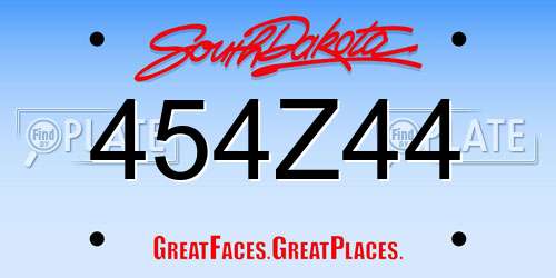 454Z44 South Dakota License Plate