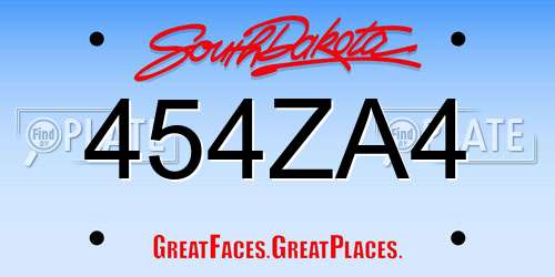 454ZA4 South Dakota License Plate