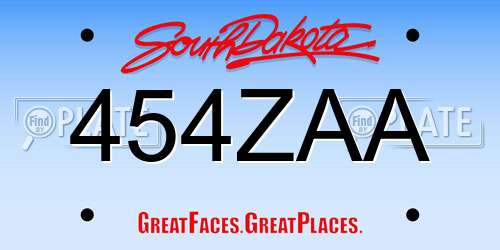 454ZAA South Dakota License Plate