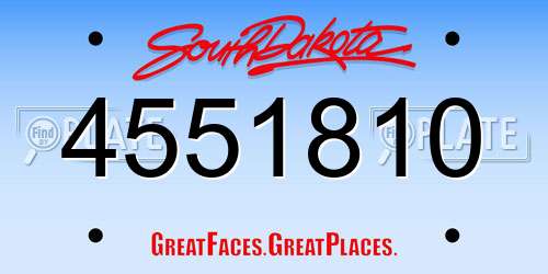 4551810 South Dakota License Plate