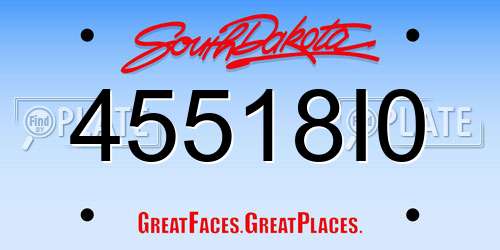 45518I0 South Dakota License Plate