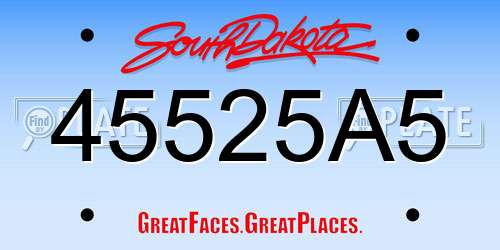 45525A5 South Dakota License Plate