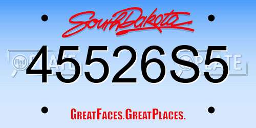 45526S5 South Dakota License Plate