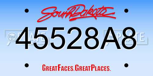 45528A8 South Dakota License Plate