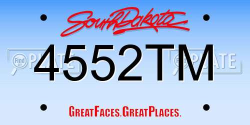 4552TM South Dakota License Plate
